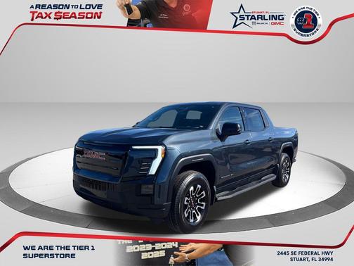Deep Ocean Metallic 2026 GMC Sierra EV Extended Range Elevation