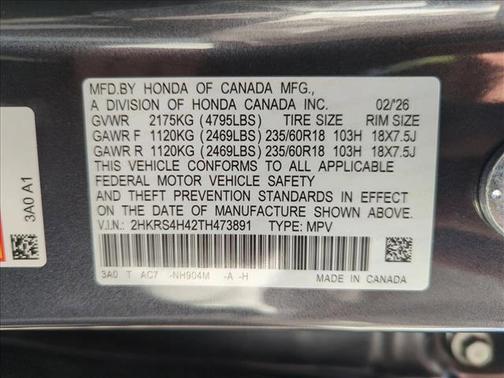 Meteorite Gray Metallic 2026 Honda CR-V EX AWD
