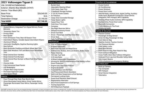 2021 Volkswagen Tiguan 2.0T S 4MOTION