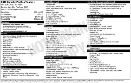 2018 Chrysler Pacifica Touring-L