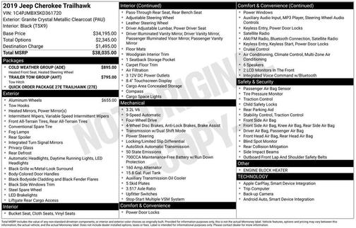 2019 Jeep Cherokee Trailhawk