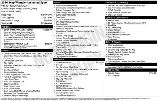 2016 Jeep Wrangler Unlimited Sport