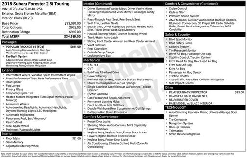 2018 Subaru Forester 2.5i Touring