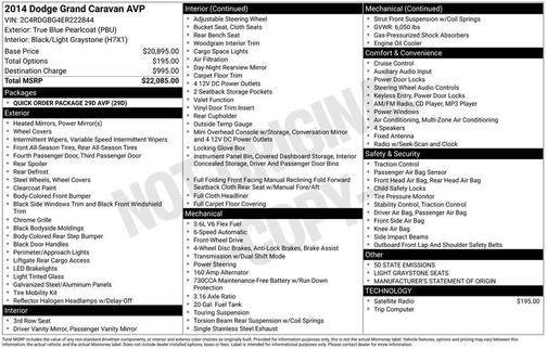 2014 Dodge Grand Caravan AVP/SE