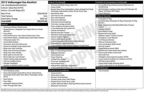 2013 Volkswagen Eos Komfort
