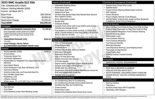 2023 GMC Acadia AWD SLE