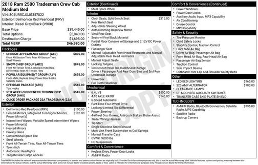 2018 RAM 2500 Tradesman Crew Cab 4x4 6'4' Box