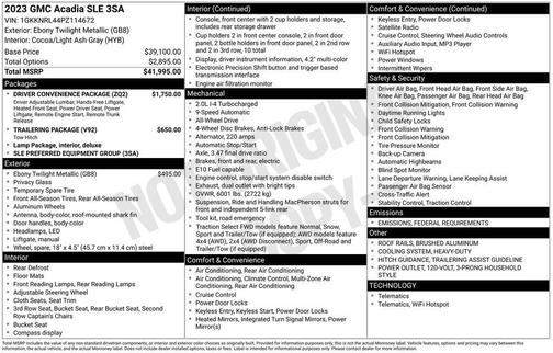 2023 GMC Acadia AWD SLE