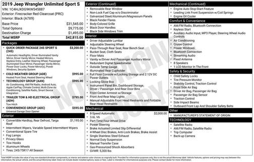 2019 Jeep Wrangler Unlimited Sport