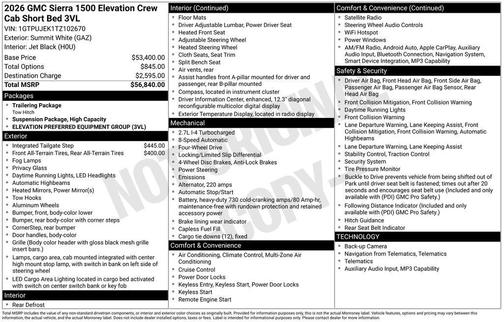 2026 GMC Sierra 1500 Elevation