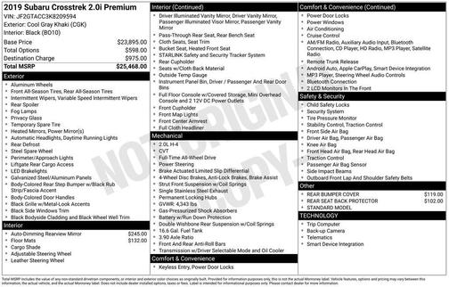 2019 Subaru Crosstrek 2.0i Premium