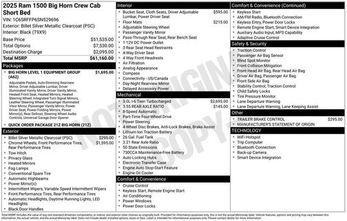 2025 RAM 1500 Big Horn/Lone Star