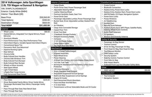 2014 Volkswagen Jetta SportWagen DSG TDI w/Sunroof & Nav
