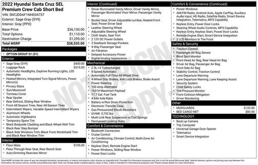 2022 Hyundai SANTA CRUZ SEL Premium