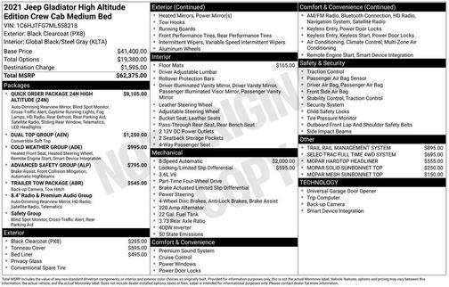 2021 Jeep Gladiator High Altitude 4X4
