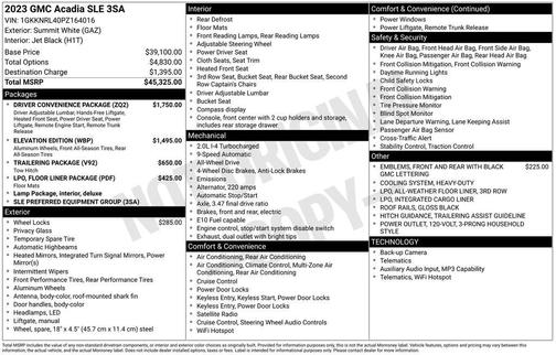 2023 GMC Acadia AWD SLE