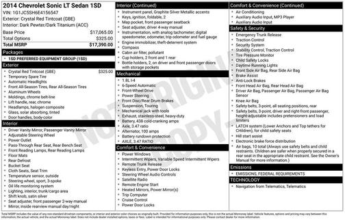 2014 Chevrolet Sonic LT