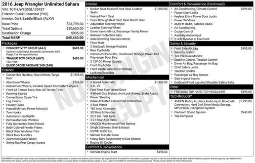 2016 Jeep Wrangler Unlimited Sahara