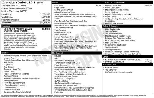 2016 Subaru Outback 2.5i Premium