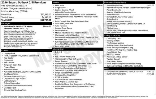 2016 Subaru Outback 2.5i Premium