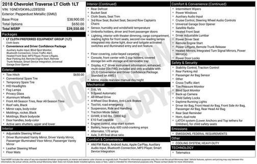 2018 Chevrolet Traverse LT Cloth