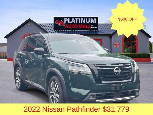 Obsidian Green Pearl/Super Black 2022 Nissan Pathfinder Platinum 4WD