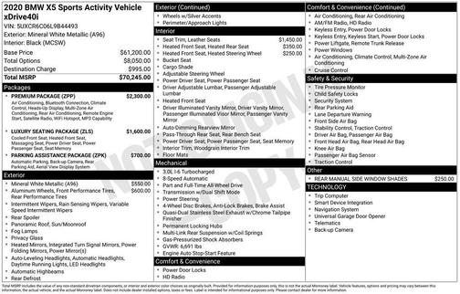 Mineral White Metallic 2020 BMW X5 xDrive40i