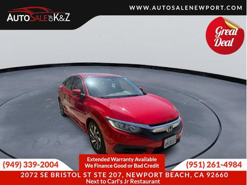 Red 2016 Honda Civic EX