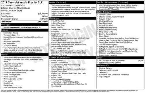 2017 Chevrolet Impala Premier 2LZ