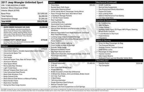 2017 Jeep Wrangler Unlimited Sport
