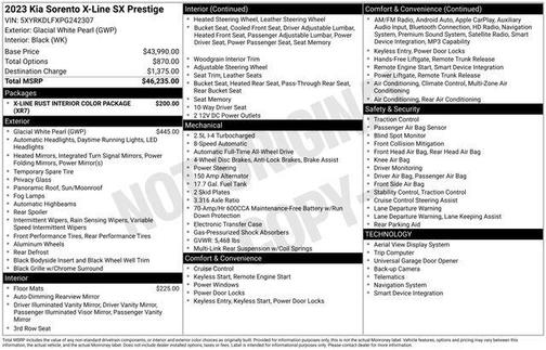 White Pearl 2023 Kia Sorento X-Line SX Prestige