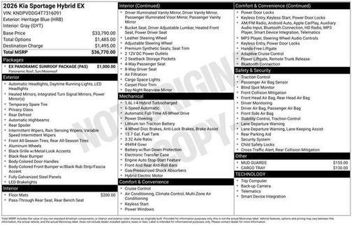 Heritage Blue 2026 Kia Sportage Hybrid EX