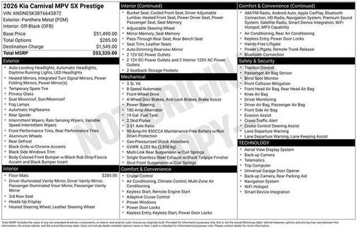 Metal 2026 Kia Carnival SX Prestige