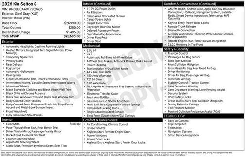 Steel Gray 2026 Kia Seltos S