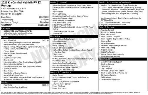 2026 Kia Carnival Hybrid SX Prestige