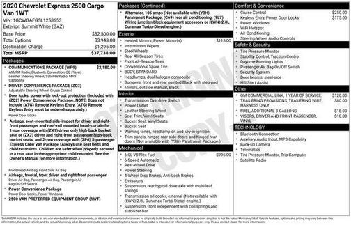 2020 Chevrolet Express 2500 Work Van