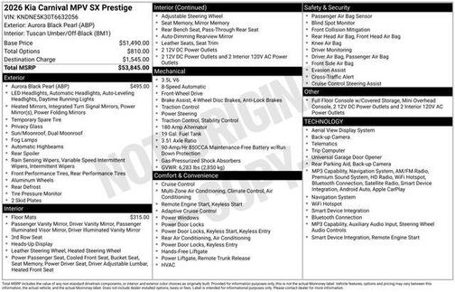 Aurora Black 2026 Kia Carnival SX Prestige