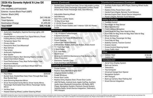 2026 Kia Sorento Hybrid X-LINE SX PRESTIGE