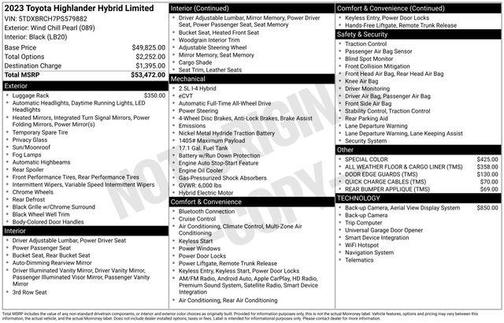 Wind Chill Pearl 2023 Toyota Highlander Hybrid Limited
