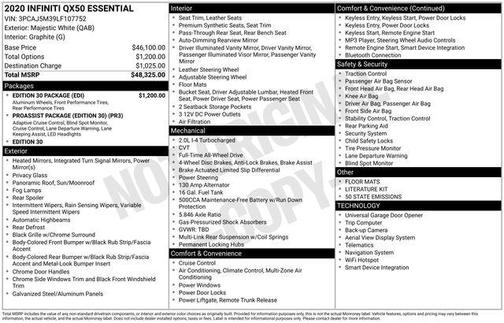 2020 INFINITI QX50 ESSENTIAL