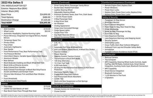 Neptune Blue 2023 Kia Seltos S