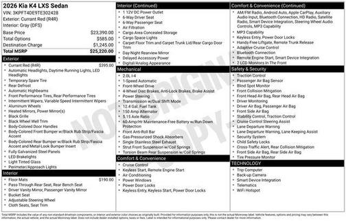 Currant Red 2026 Kia K4 LXS