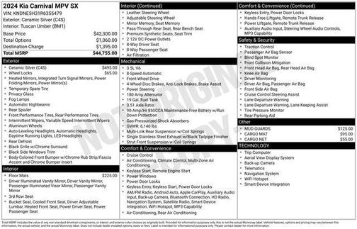 Ceramic White 2024 Kia Carnival SX