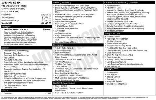 Ebony Black 2023 Kia K5 EX