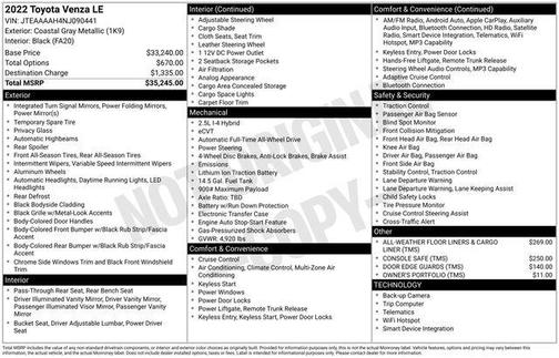Coastal Gray 2022 Toyota Venza LE