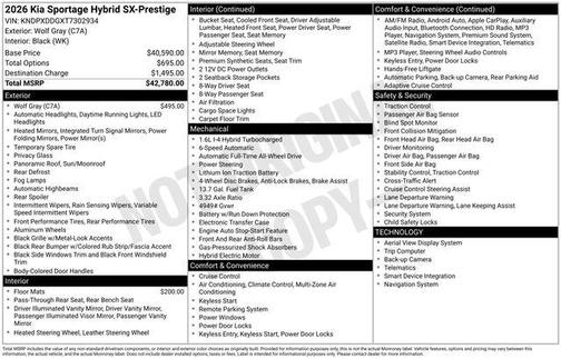 2026 Kia Sportage Hybrid SX-Prestige