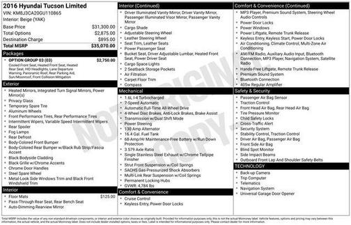 Black Noir Pearl 2016 Hyundai TUCSON Limited