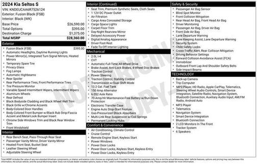 Black 2024 Kia Seltos S