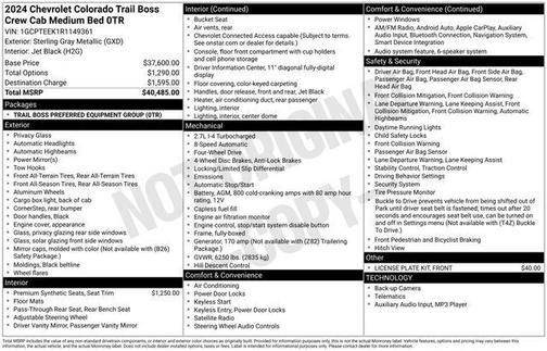 Sterling Gray Metallic 2024 Chevrolet Colorado Trail Boss