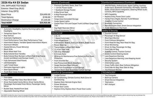 Steel Gray 2026 Kia K4 EX